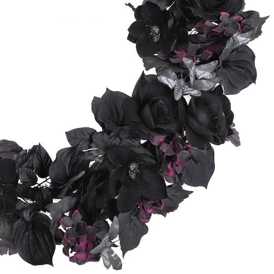 6ft. Black Rose, Skull Flower & Moth Garland by Ashland®